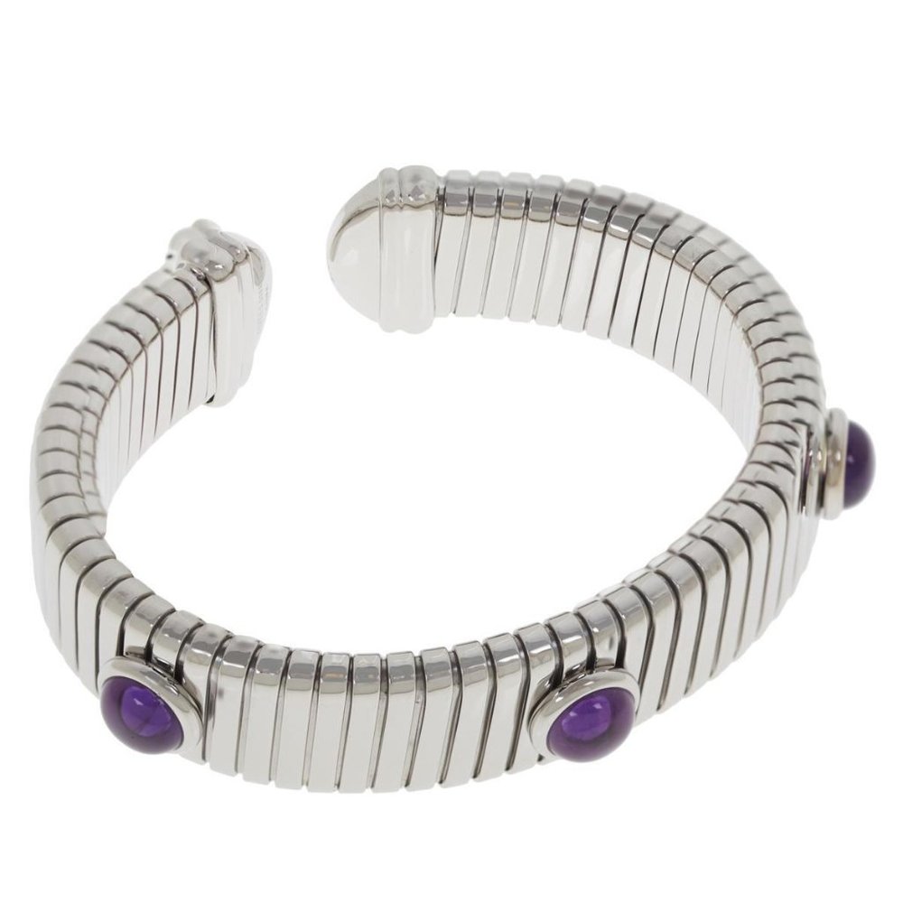 Colleen Lopez Stainless Steel Amethyst Tubogas Cuff 6-3/4"